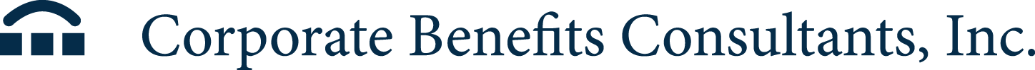 Logo for Corporate Benefits Consultants, Inc., featuring a stylized dark blue arch icon next to the company name.