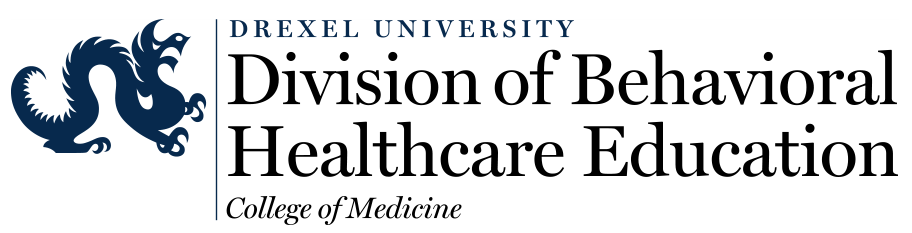 Drexel University Division of Behavioral Healthcare Education logo featuring a dragon icon.