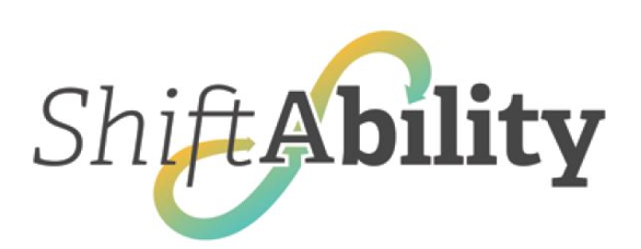 ShiftAbility logo in gray, black, green, and yellow with a stylized infinity symbol.