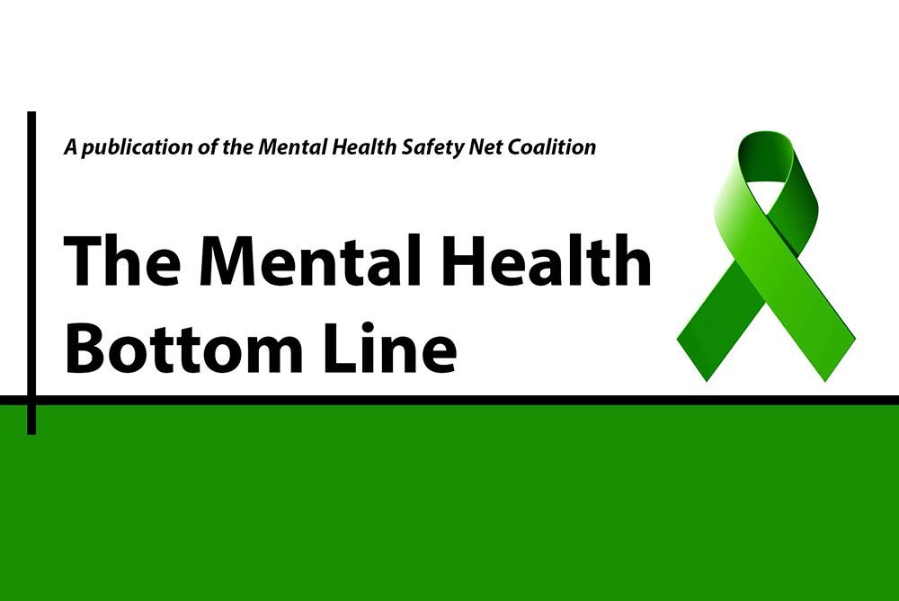 Mental Health Bottom Line with green ribbon and large, bottom green border
