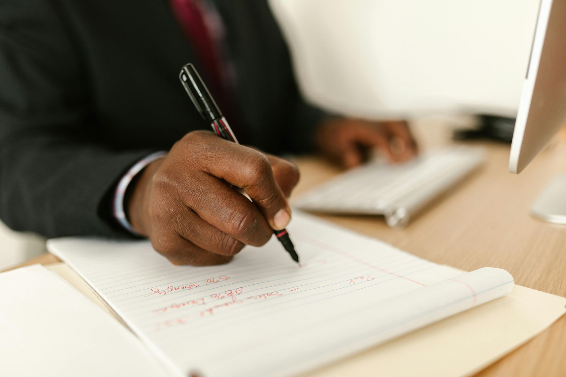 Businessman taking notes