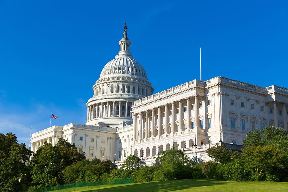 US Congress building outside on a sunny day