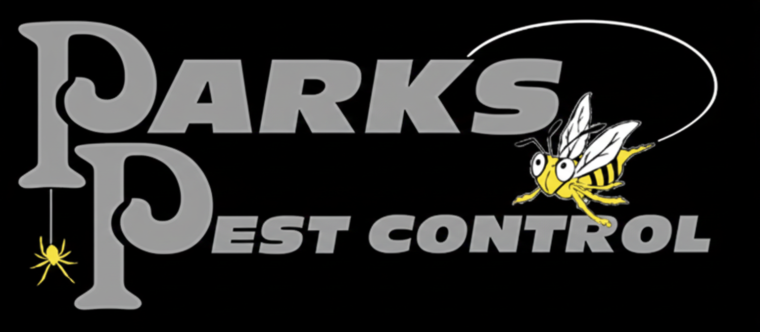 Logo for Parks Pest Control with a grey 