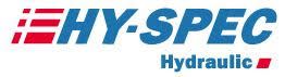 Le logo bleu et rouge de HY-SPEC Hydraulic