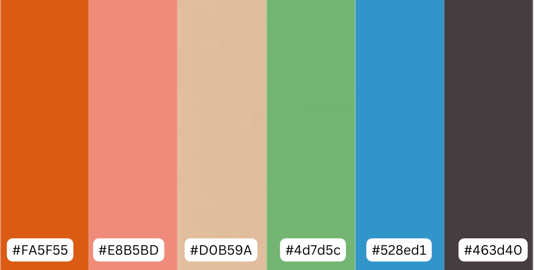 Hawaiian color palette with traditional color names and hex codes