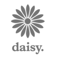 A black and white logo for a company called daisy