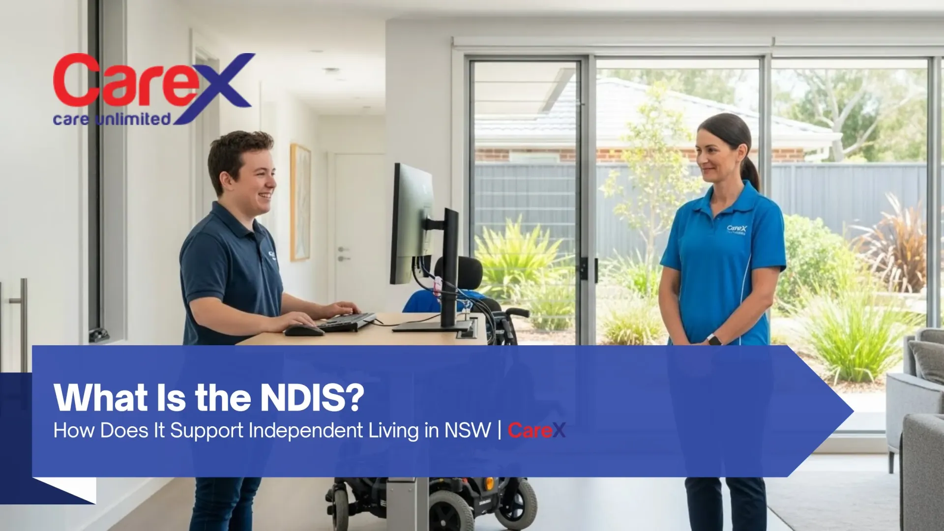 “CareX Australia staff assisting a patient at home with NDIS independent living support in NSW CareX Australia staff assisting a patient with independent living support at home in NSW