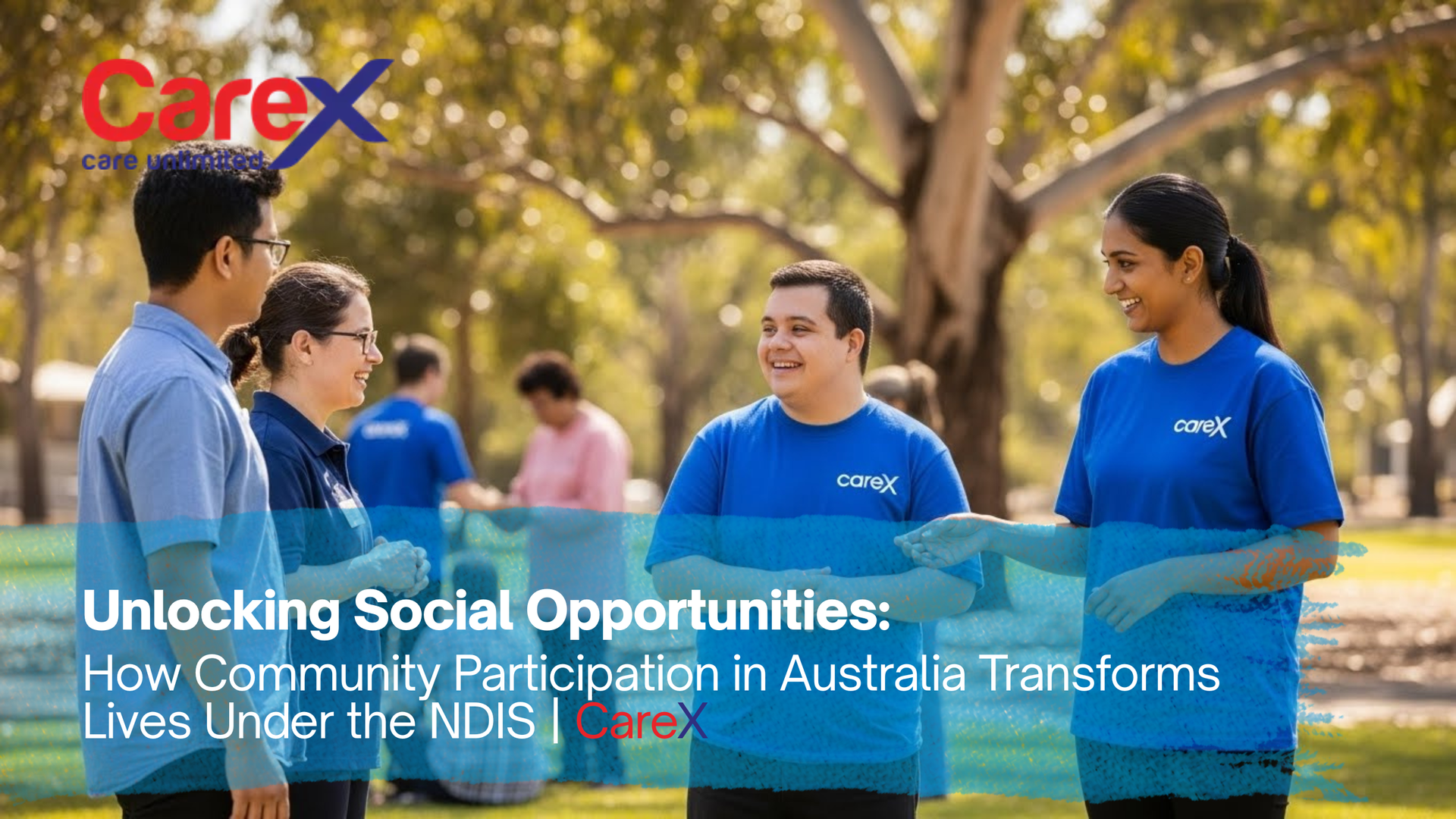 NDIS community participation support worker assisting participant at a local Australian community event