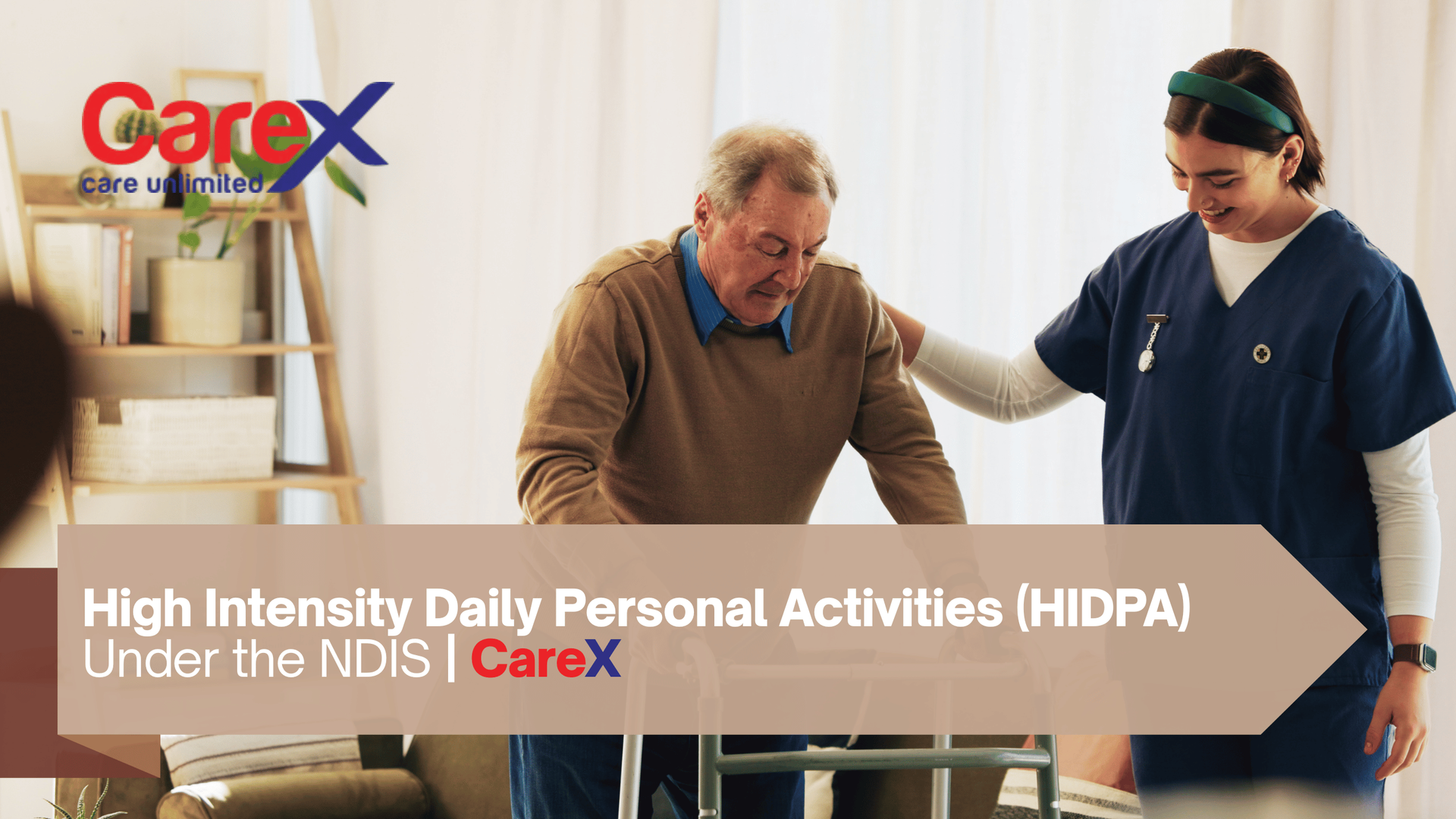 Support worker assisting an NDIS participant with complex personal care in a respectful, person-centred way