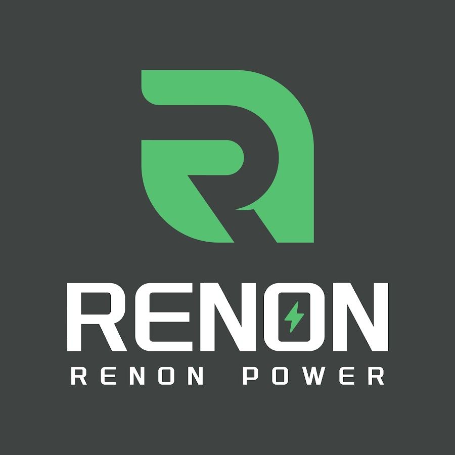 A green and white logo for renon power
