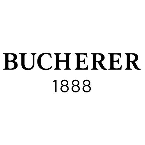 A black and white logo for bucherer 1888 on a white background.
