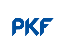 The pkf logo is blue and white on a white background.