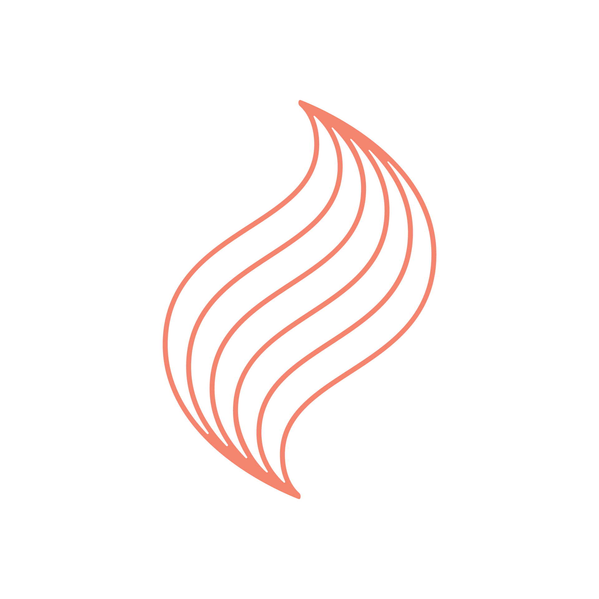 A line drawing of a flame on a white background.