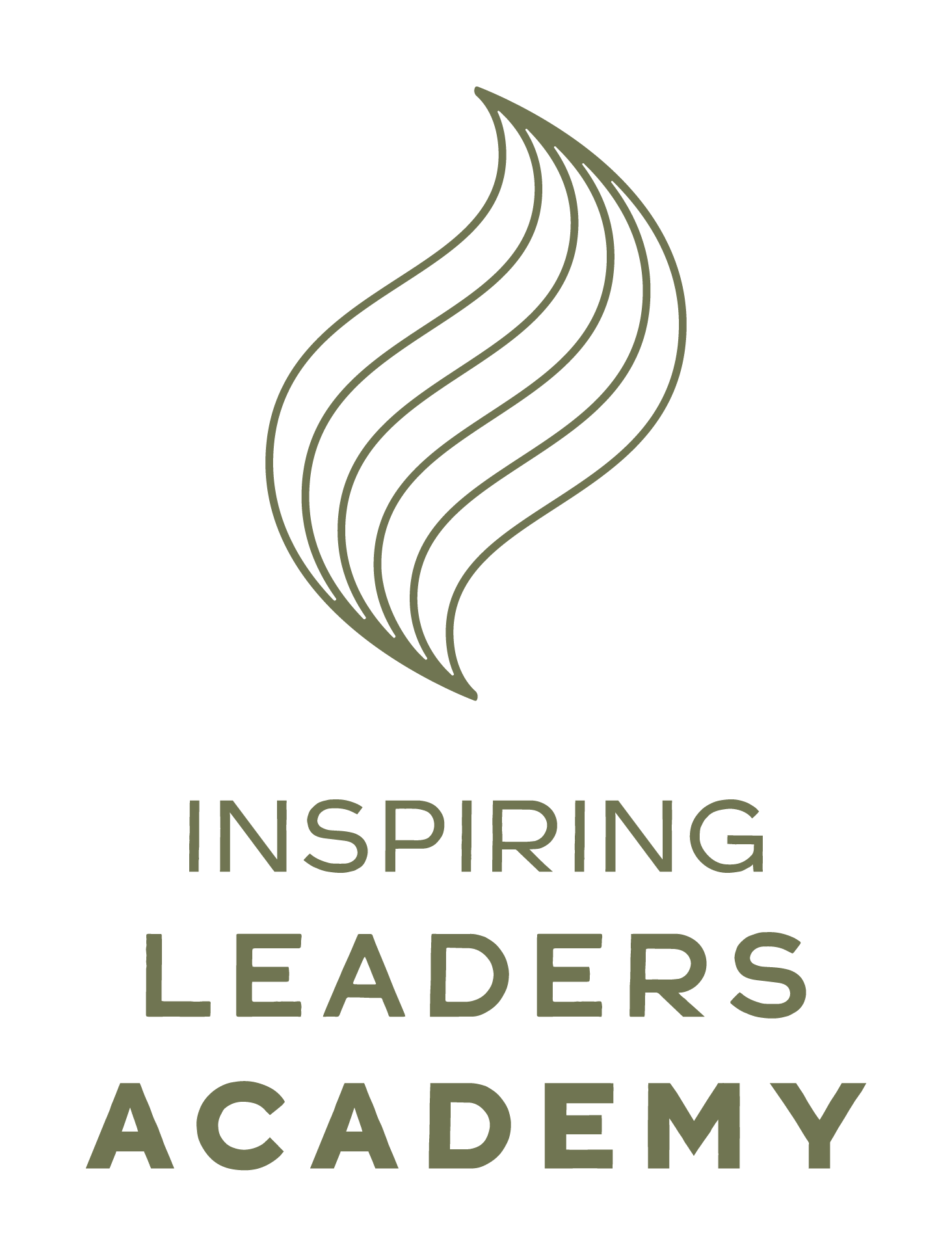 A logo for inspiring leaders academy with a flame in the middle.
