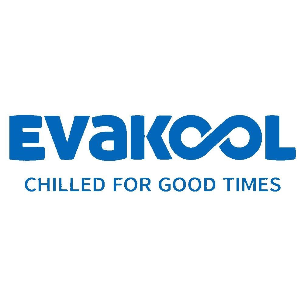 The evakool logo is blue and white and says chilled for good times.