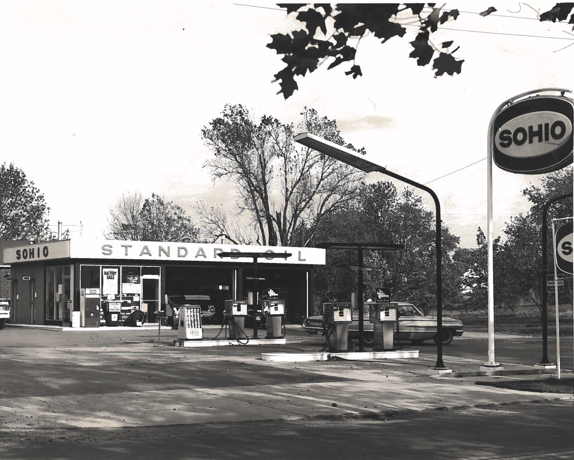 A Black and White Photo of a Sohio Gas Station | Wooster, OH | Bogner Construction Company