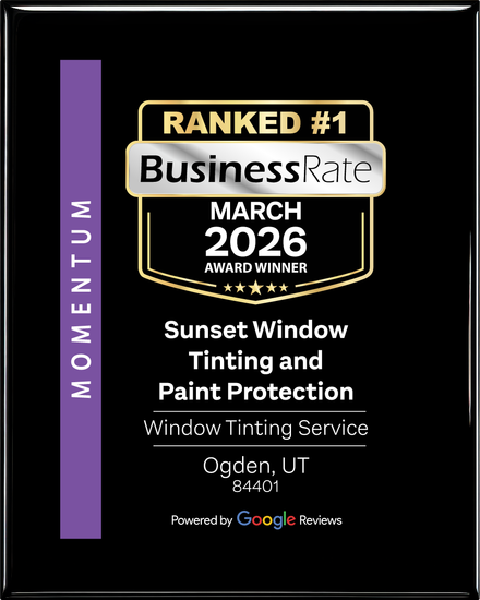 BusinessRate #1 award for Sunset Window Tinting and Paint Protection, March 2026, Ogden, UT