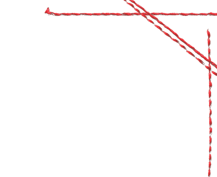 Red dashed lines form an angled corner on a white background.