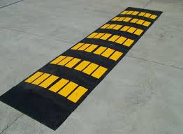 Speed hump installed onto a car park road