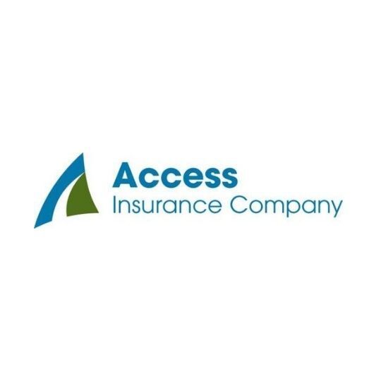 A blue and green logo for access insurance company
