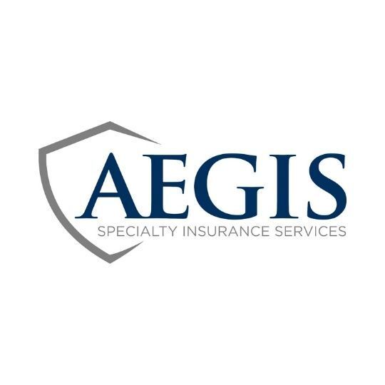 The logo for aegis specialty insurance services has a shield on it.