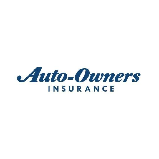 A blue logo for auto-owners insurance on a white background