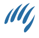 A blue and white logo on a white background.