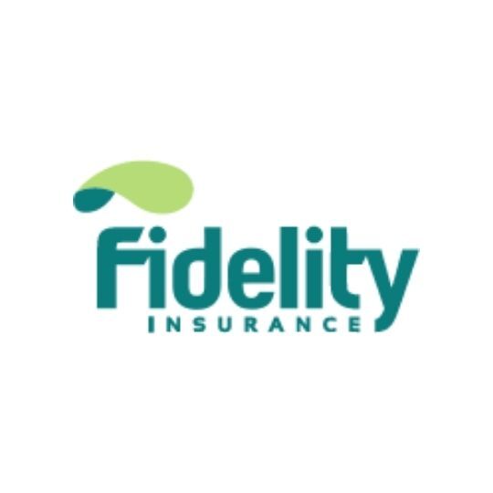 The logo for fidelity insurance is green and white