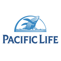The logo for pacific life shows a whale in the ocean.