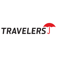 The logo for travelers j is a red umbrella on a white background.