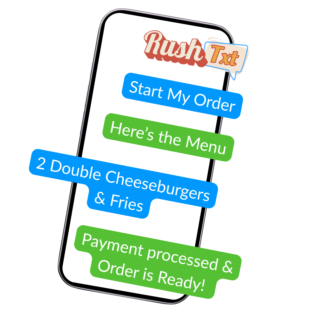 A cell phone with a speech bubble that says start my order
