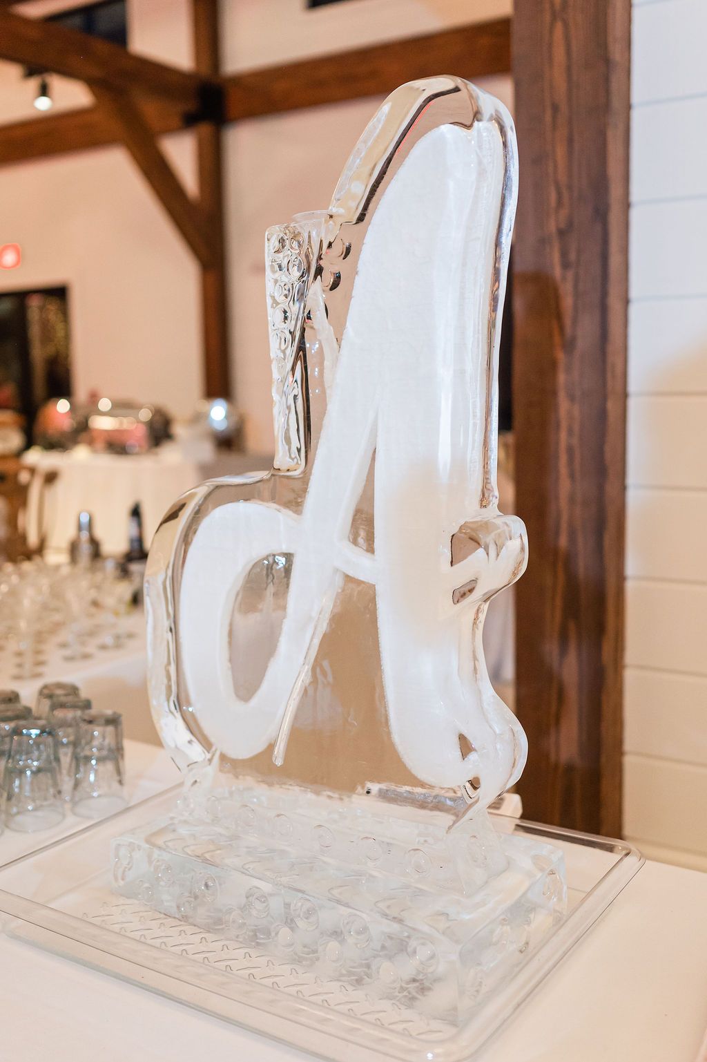 Ice sculpture of the letter 