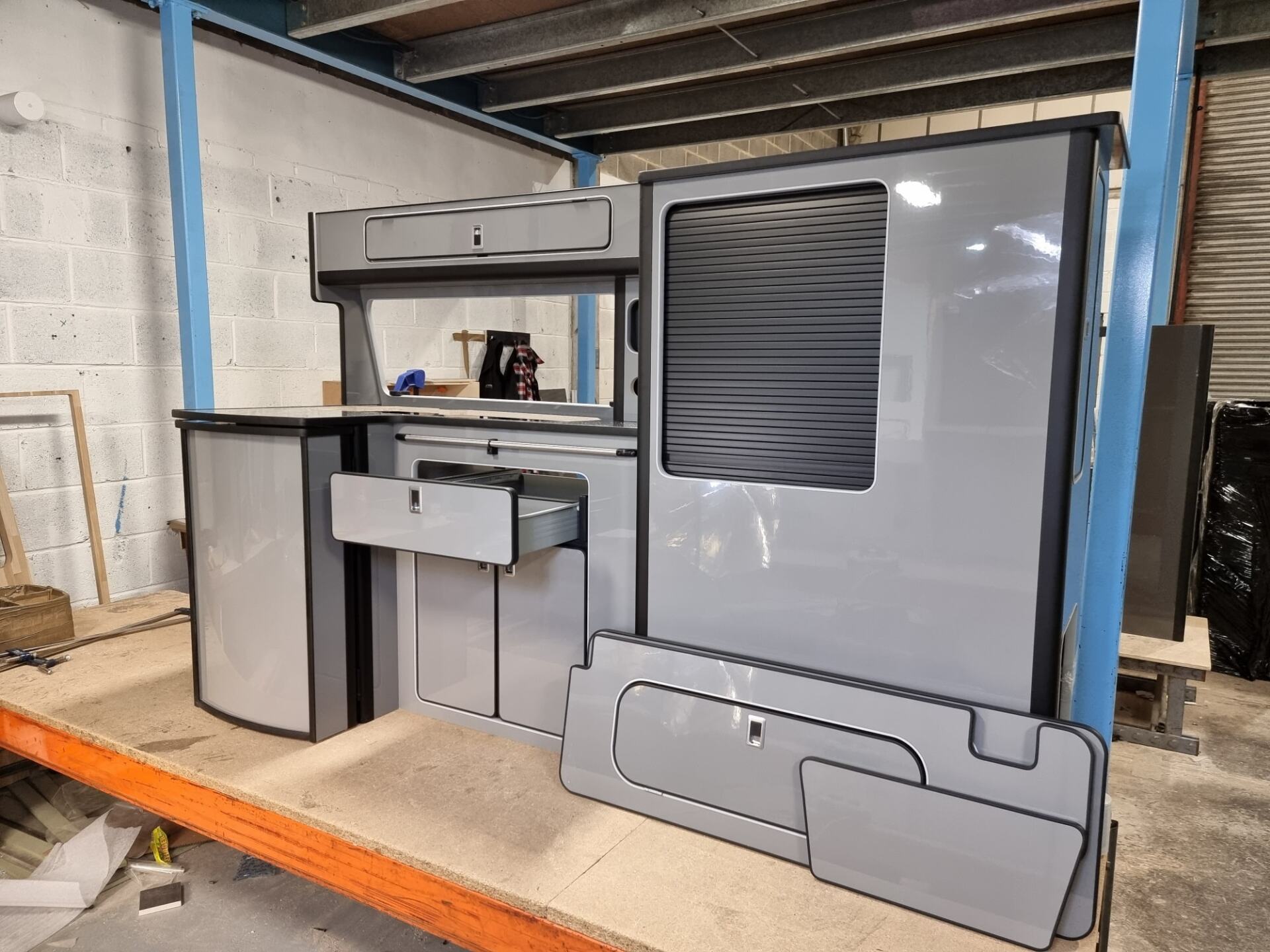 Campervan kitchen units designed by Northern Rose