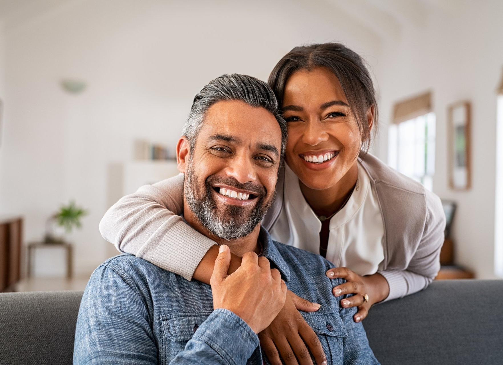couple smiling after clear braces treatment