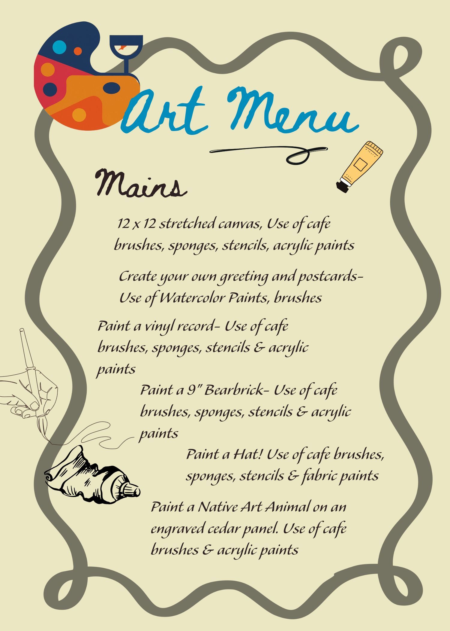 An Art Cafe Menu