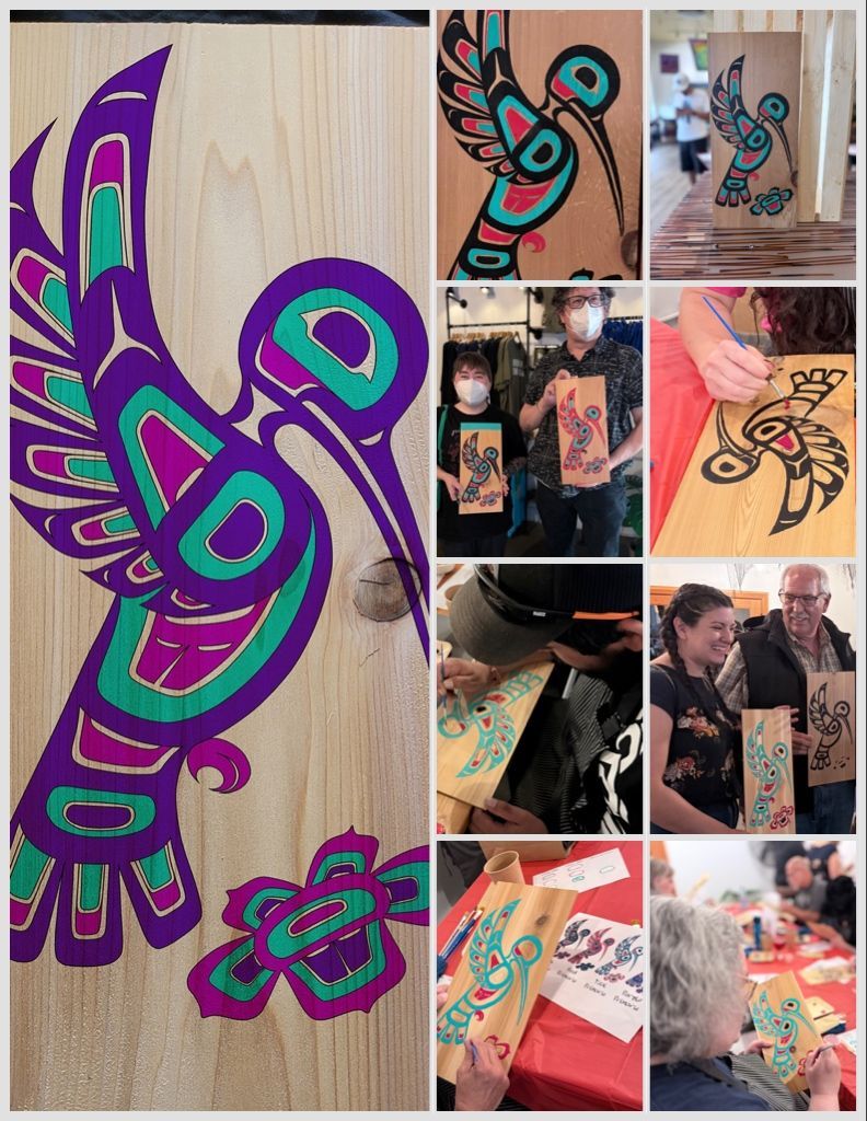 Participating in the hummingbird painting experience