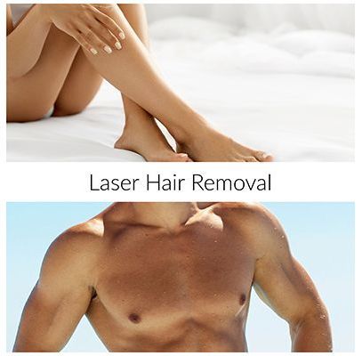 Woman and man's skin after laser hair removal. Light skin, smooth, and hair-free.