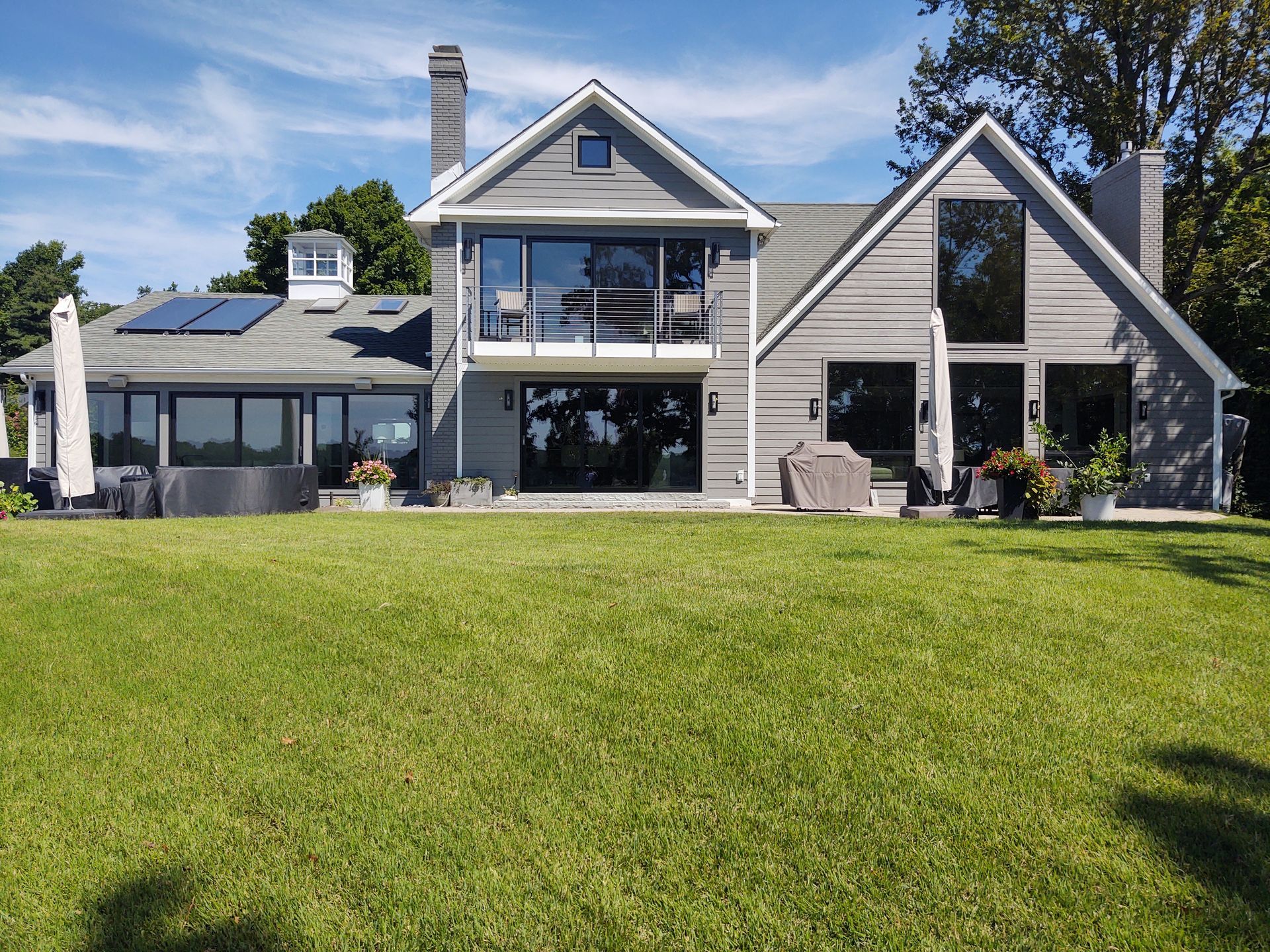 A large house with new windows.