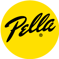 A yellow circle with the word pella on it