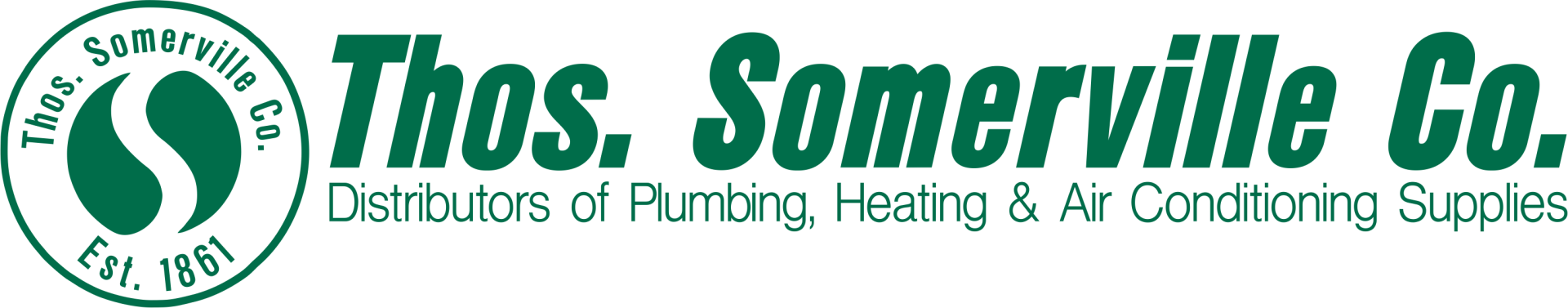 The logo for thos somerville co. is green and white