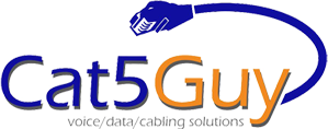 A logo for cat5guy voice data cabling solutions