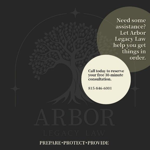 Dark Arbor Legacy Law graphic with tree logo and text offering a free 30-minute consultation. Dark Arbor Legacy Law graphic with tree logo and text offering a free 30-minute consultation.