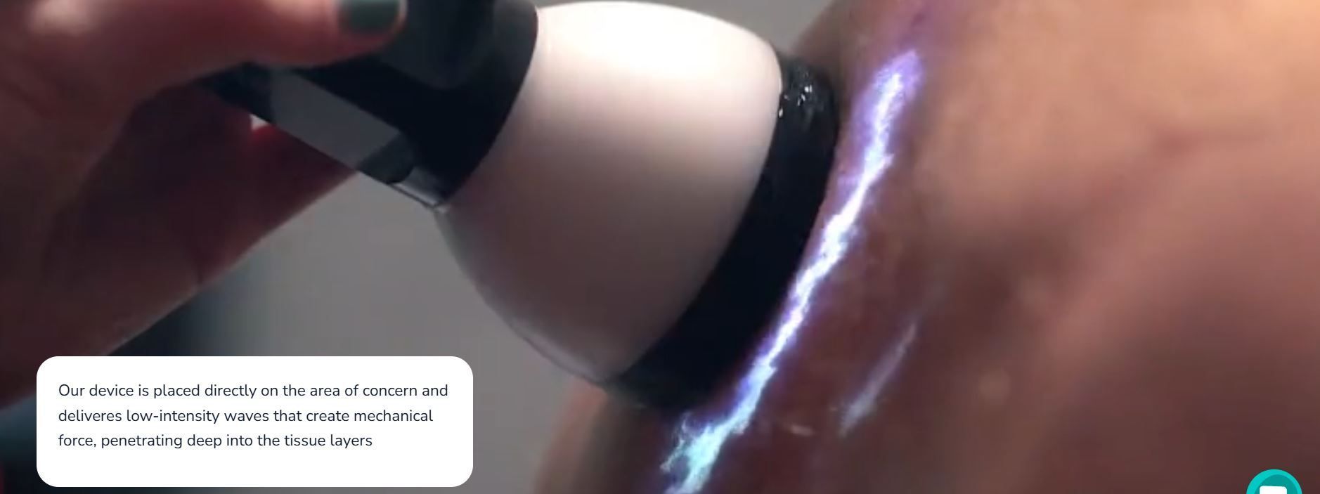 A person using a device that appears to generate electric arcs on a body, likely for therapeutic purposes.