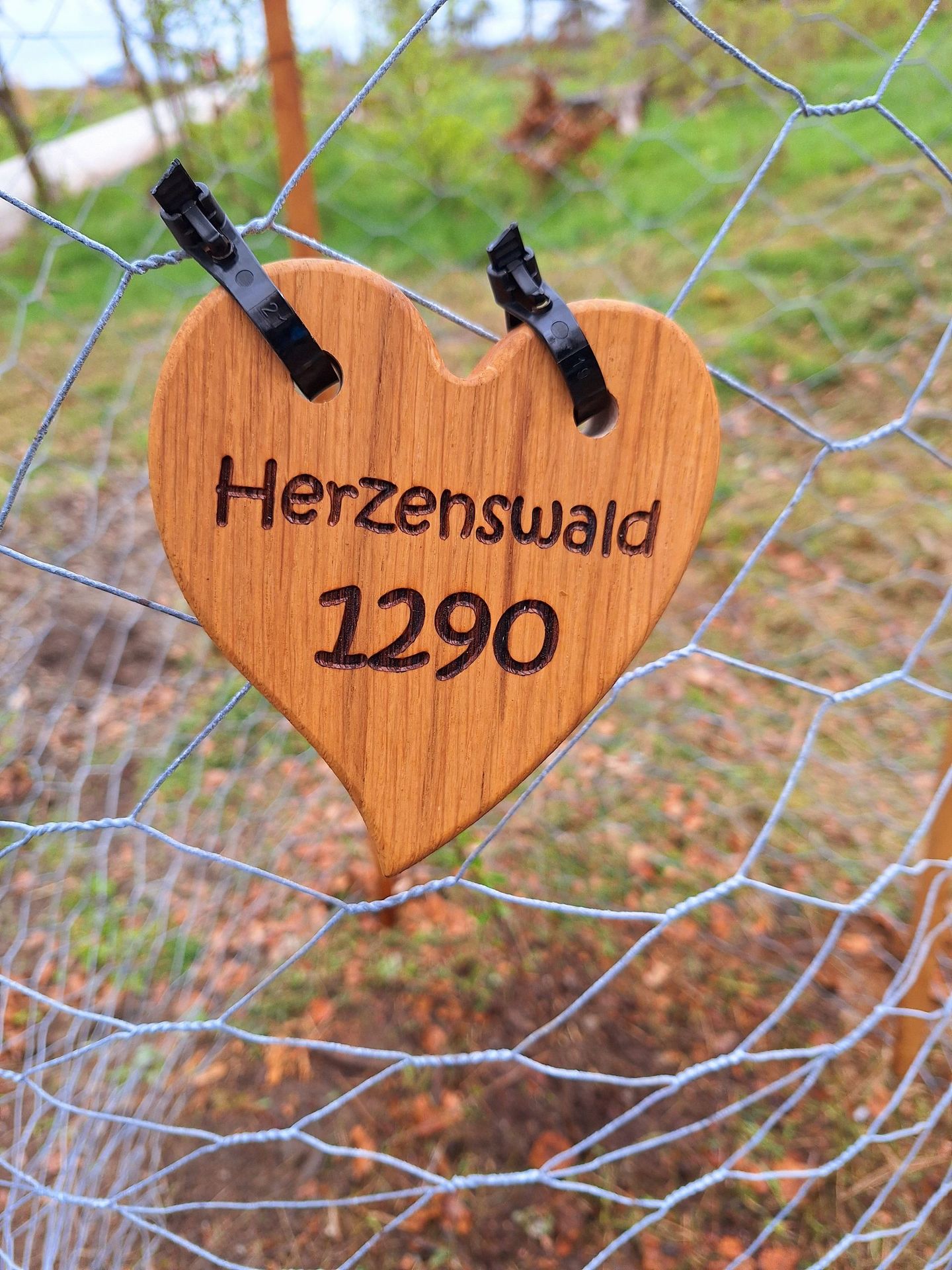 Ein Holzherz mit der Zahl 1290 darauf