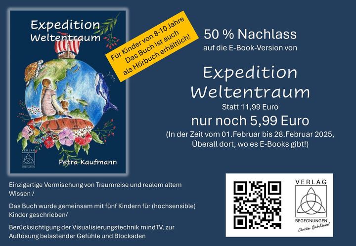 Eine Anzeige für die Expedition Weltenraum mit einem QR-Code
