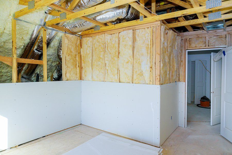 newly installed insulation in the wall