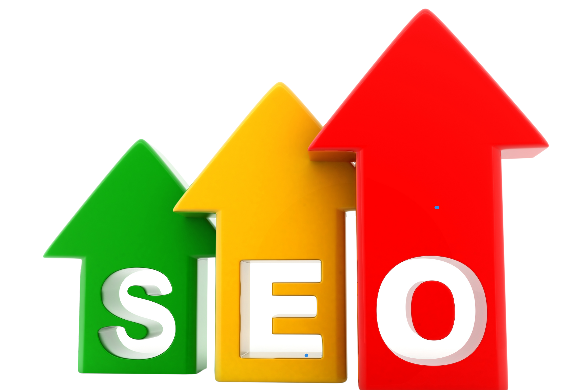 A green yellow and red arrow with the word seo on it