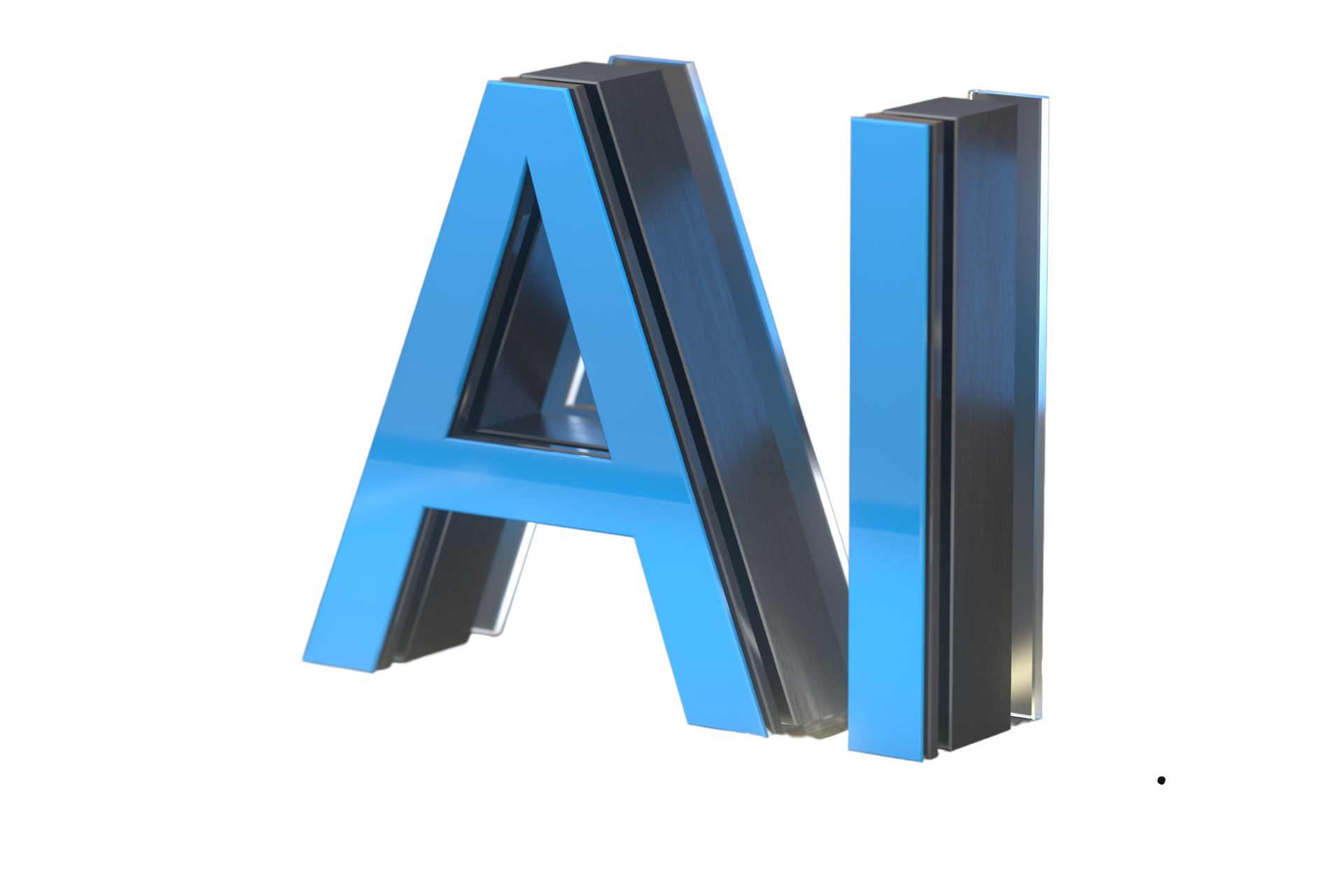 A blue and black letter a on a white background.