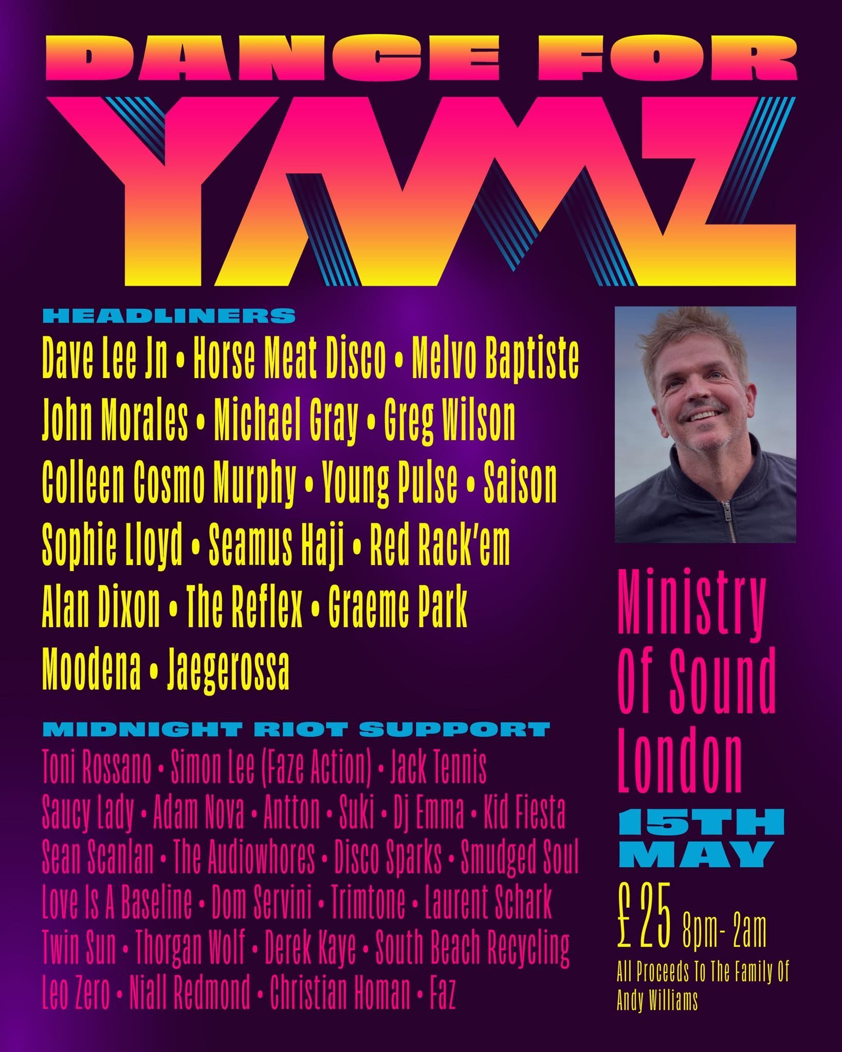 Een poster voor een dance for yamz-evenement in Londen

