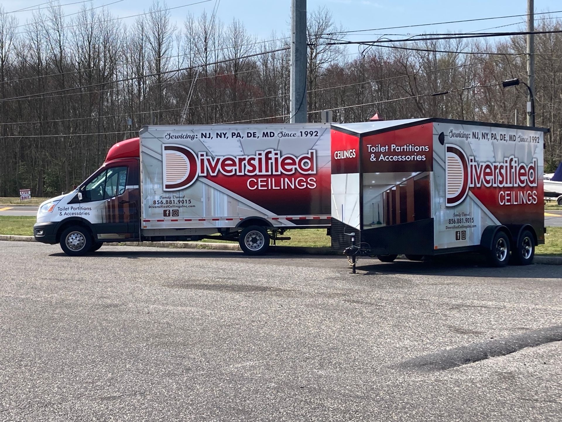 White van and trailer with 